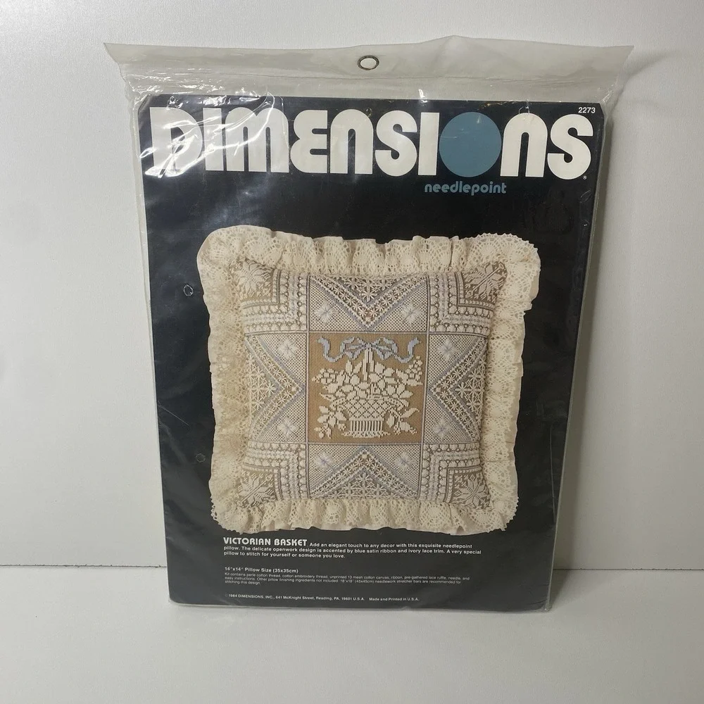 Vintage Dimensions Needlepoint Kit - NOS - Victorian Basket 2273 -Pillow 14